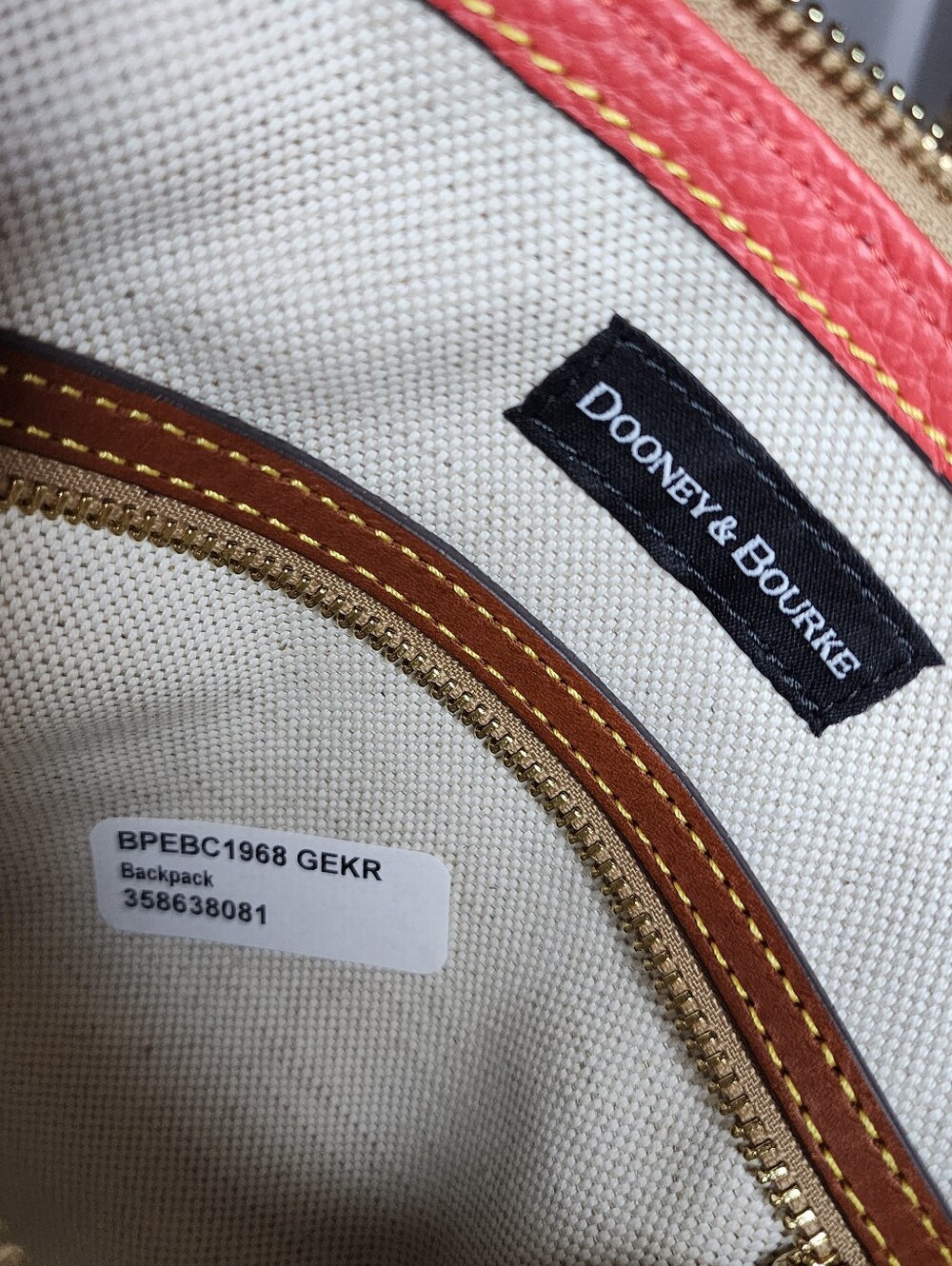 New Dooney & Bourke Small Pebble Leather Backpack in Coral Color - Picture 12 of 15
